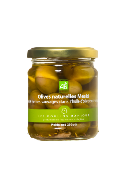 Olives naturelles Meski à l'ail & herbes