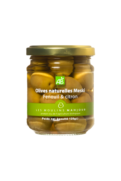 Olives naturelles Meski au fenouil et citron